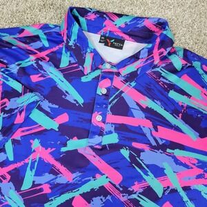 Yatta Golf Mens 3XL Multicolor Geometric Abstract Performance Stretch Polo SS